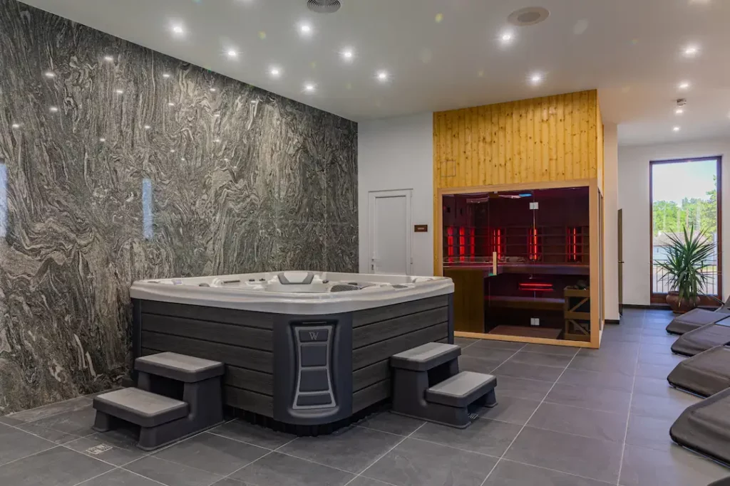 Picture of an indoor hot tub.