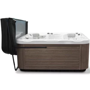 Wellis hot tub cover and hot tub cover lift.