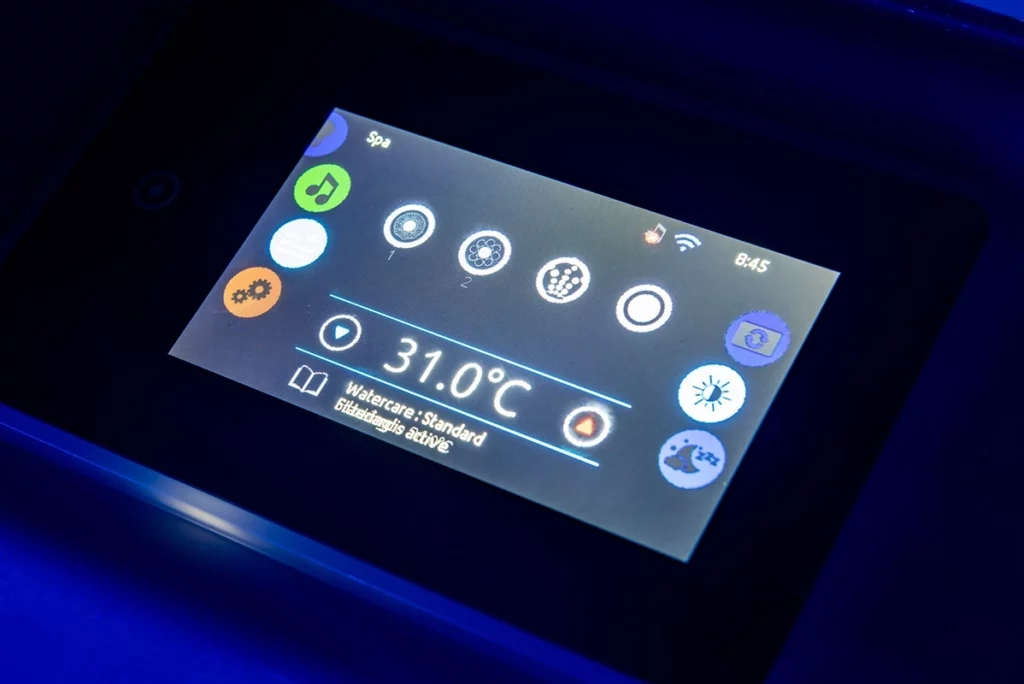 Wellis hot tub control display panel.